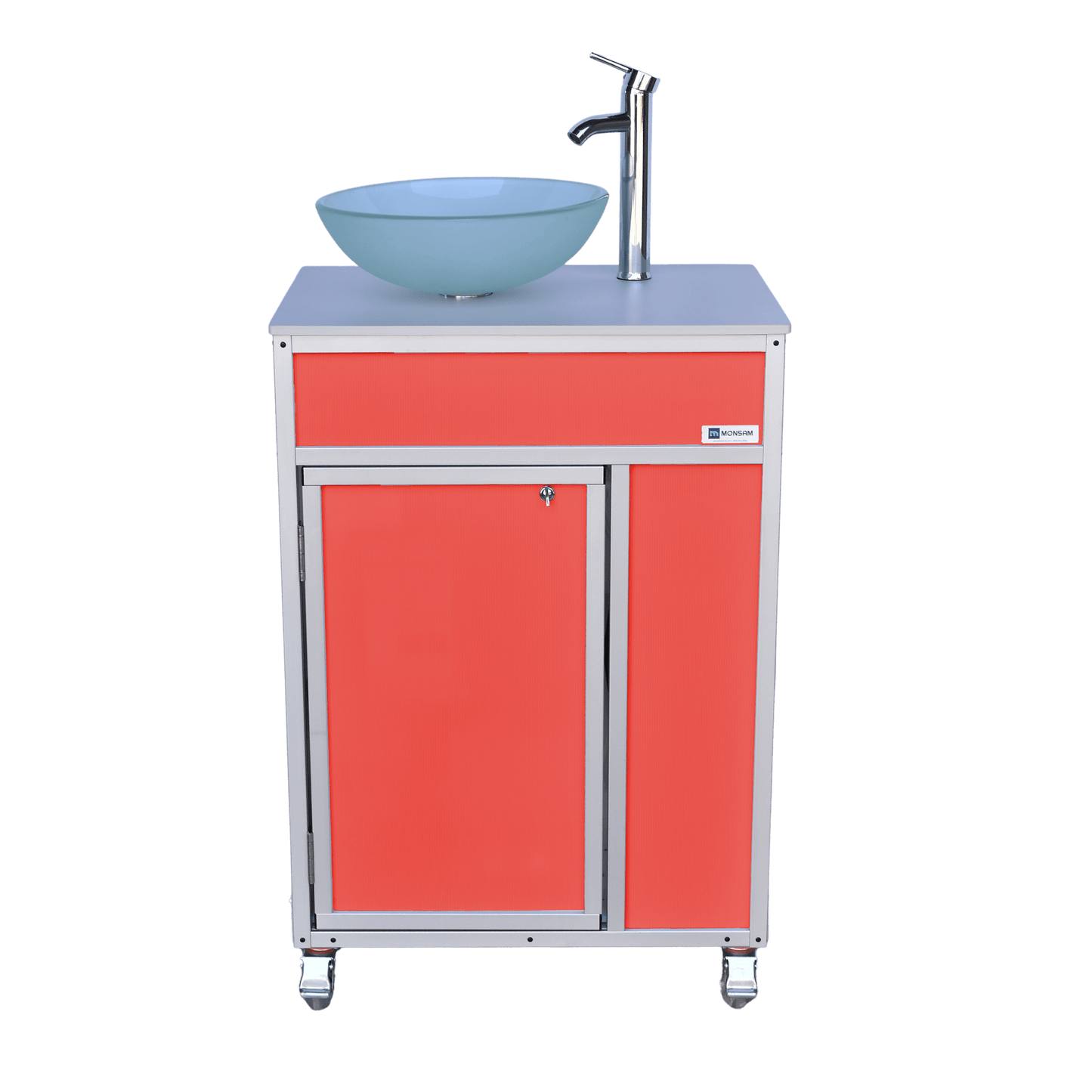 Luxury Portable Sink with Frosted Glass Vessel - ALUMINUM FRAME (PSE - 010) - SchoolOutlet