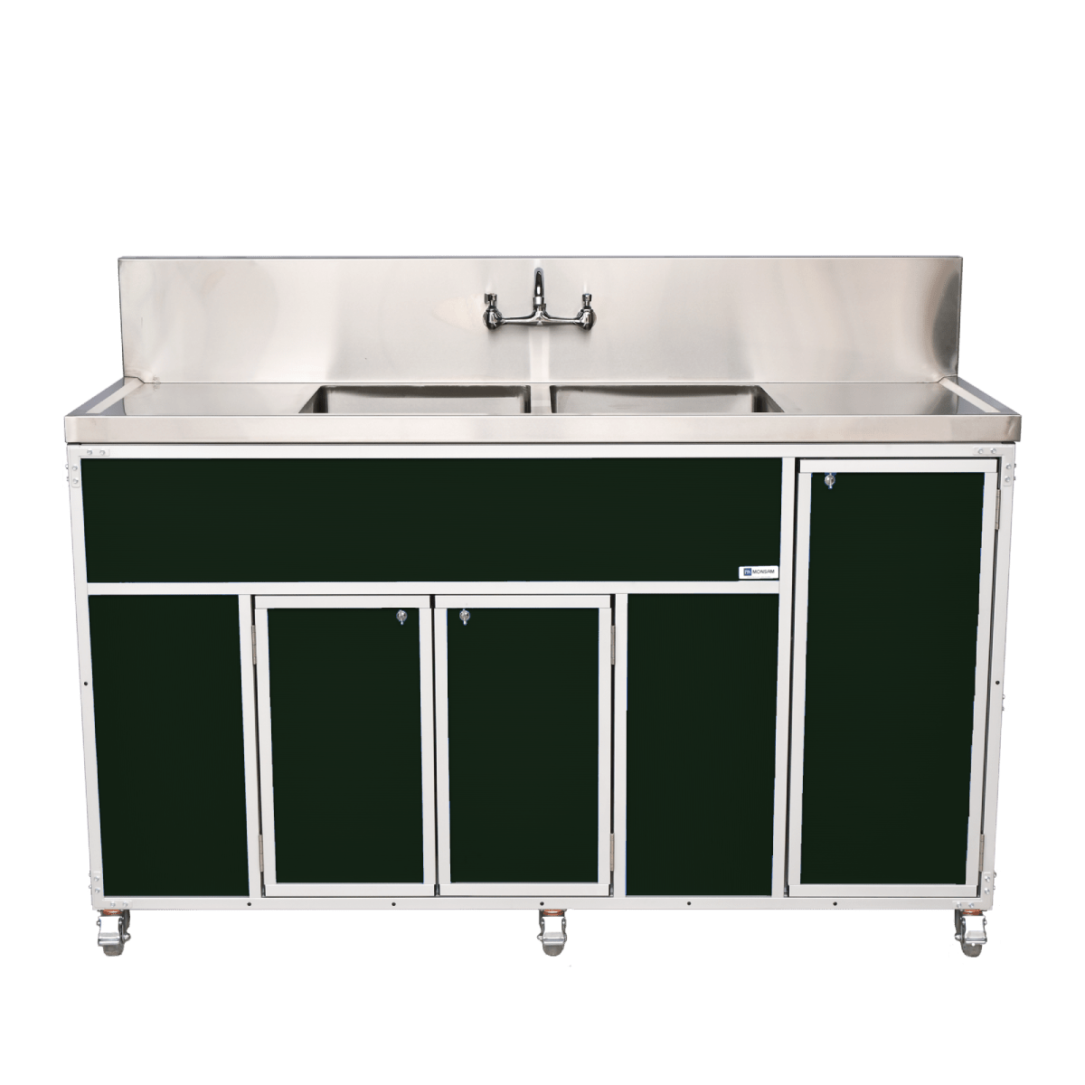 Commercial Double 12" Deep Basins w/Two Drainboards (PSE - 2002LA) - SchoolOutlet