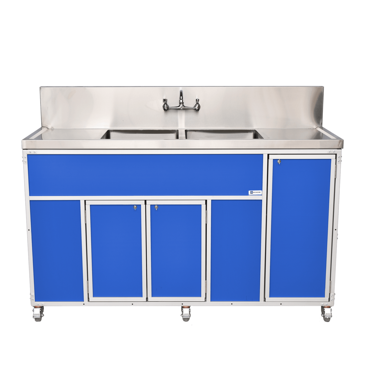 Commercial Double 12" Deep Basins w/Two Drainboards (PSE - 2002LA) - SchoolOutlet