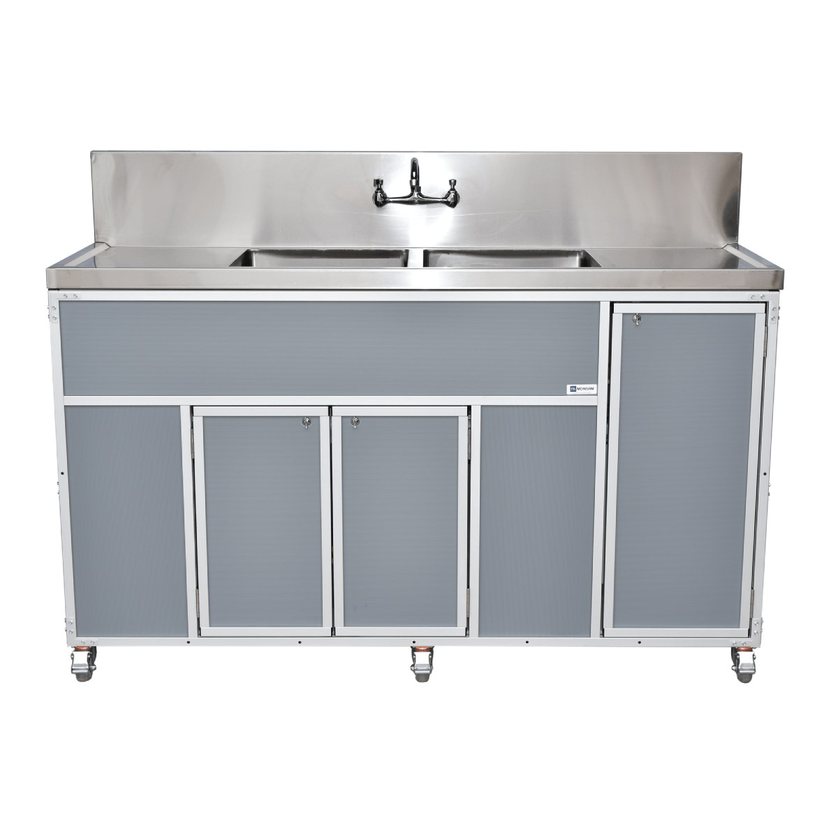 Commercial Double 12" Deep Basins w/Two Drainboards (PSE - 2002LA) - SchoolOutlet
