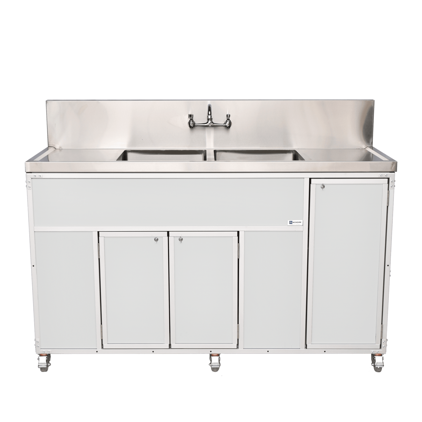 Commercial Double 12" Deep Basins w/Two Drainboards (PSE - 2002LA) - SchoolOutlet