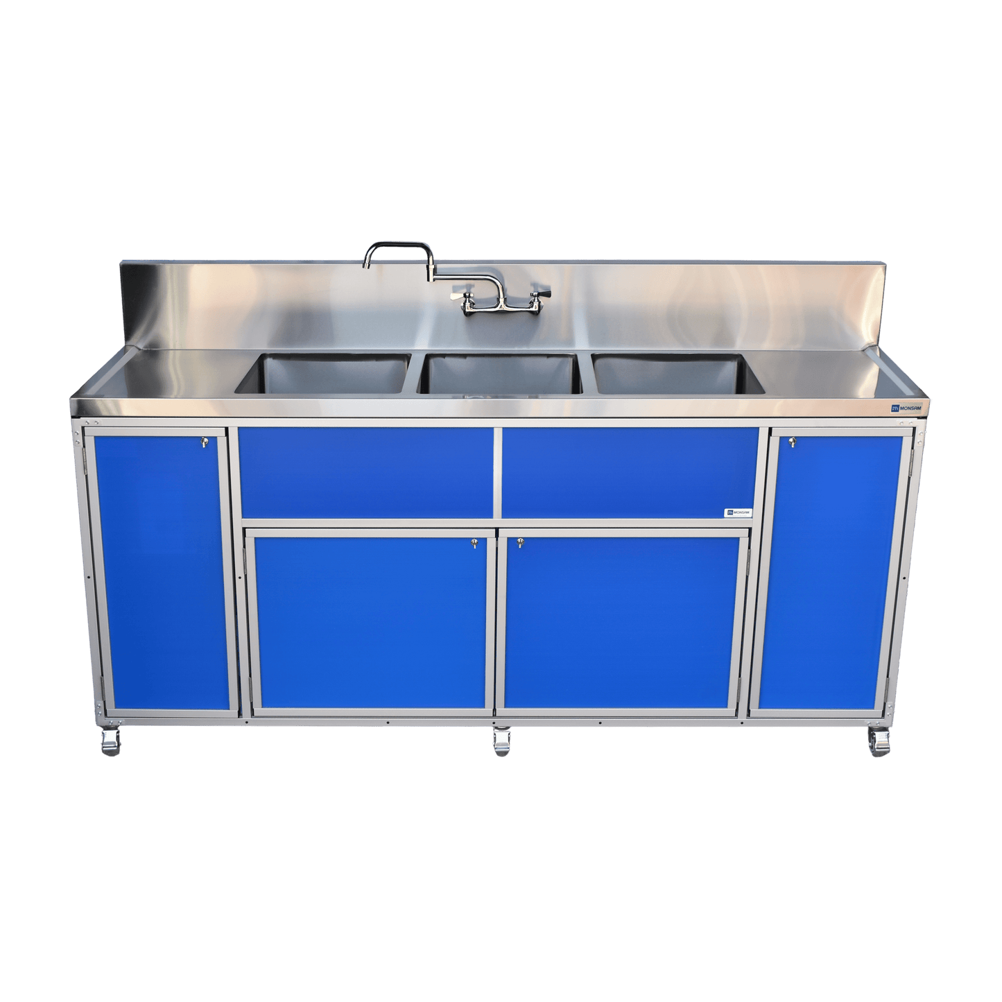Commercial Three 12" Deep Basins w/Two Drainboards (PSE - 2003LA) - SchoolOutlet