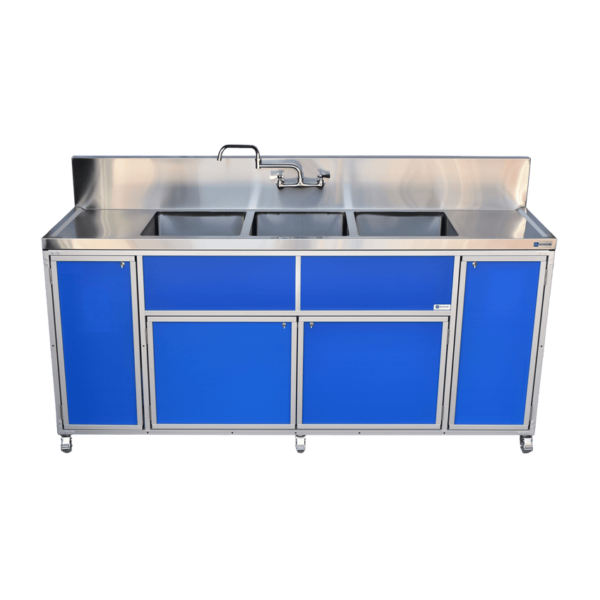 Commercial Three 12" Deep Basins w/Two Drainboards (PSE - 2003LA) - SchoolOutlet