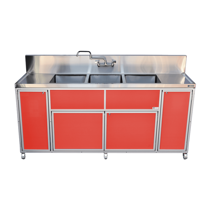 Commercial Three 12" Deep Basins w/Two Drainboards (PSE - 2003LA) - SchoolOutlet