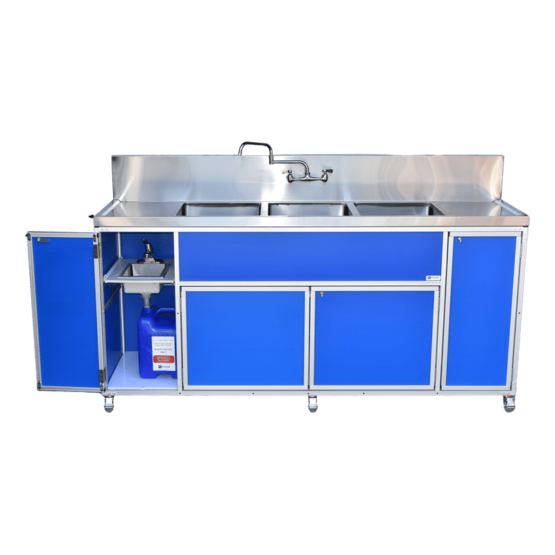 Commercial Three 12" Deep Basins PLUS Handwashing Sink w/2 Drainboards (PSE - 2004LA) - SchoolOutlet