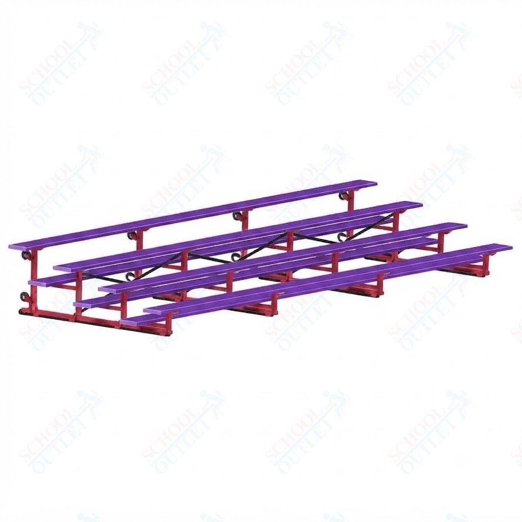 Jaypro Sports Bleacher - 4 Row - Tip & Roll, Single Foot Plank, Powder Coated - 21' L (BLCH-421TRGPC)