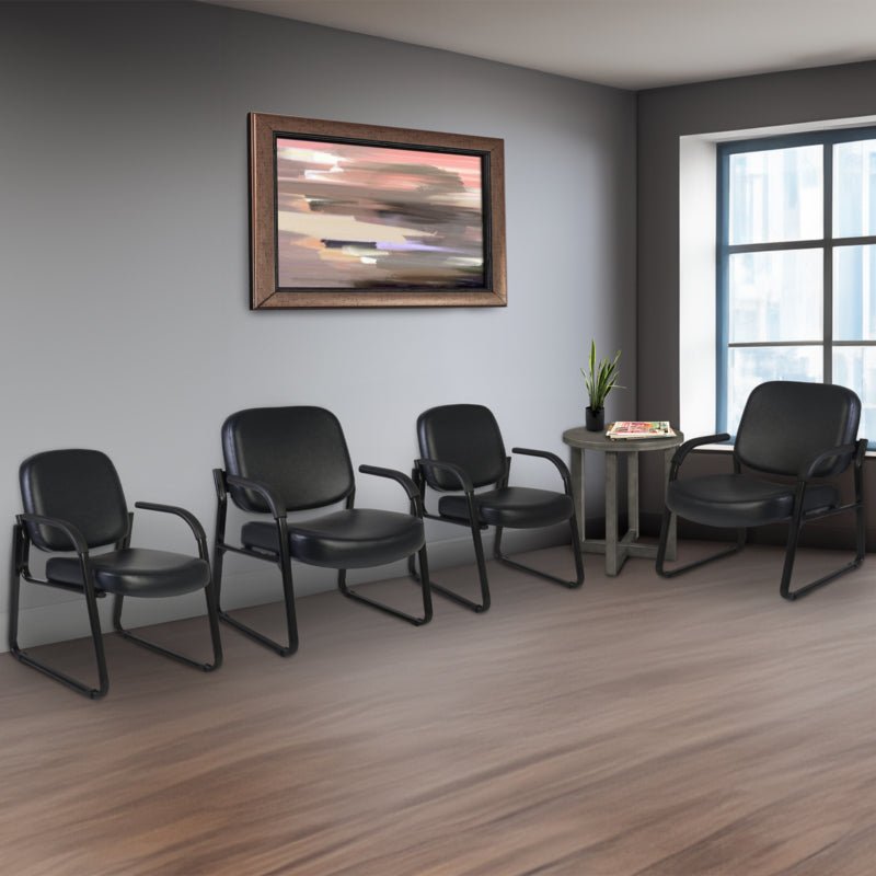 Regency Victor Big & Tall 400 LBS Guest and Reception Chair with Arms, Anti - Microbial/Anti - Bacterial Vinyl (407 - VAM - BK) - SchoolOutlet