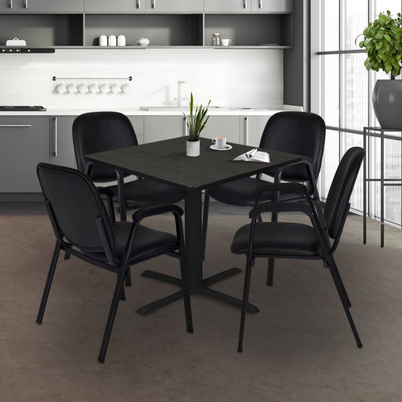 Regency Ace Vinyl Guest Stacking Chair with Arms Midnight Black (Pack of 4) - SchoolOutlet