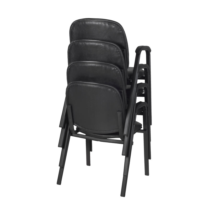 Regency Ace Vinyl Guest Stacking Chair with Arms Midnight Black (Pack of 4) - SchoolOutlet