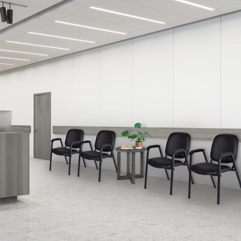 Regency Ace Vinyl Guest Stacking Chair with Arms Midnight Black (Pack of 4) - SchoolOutlet