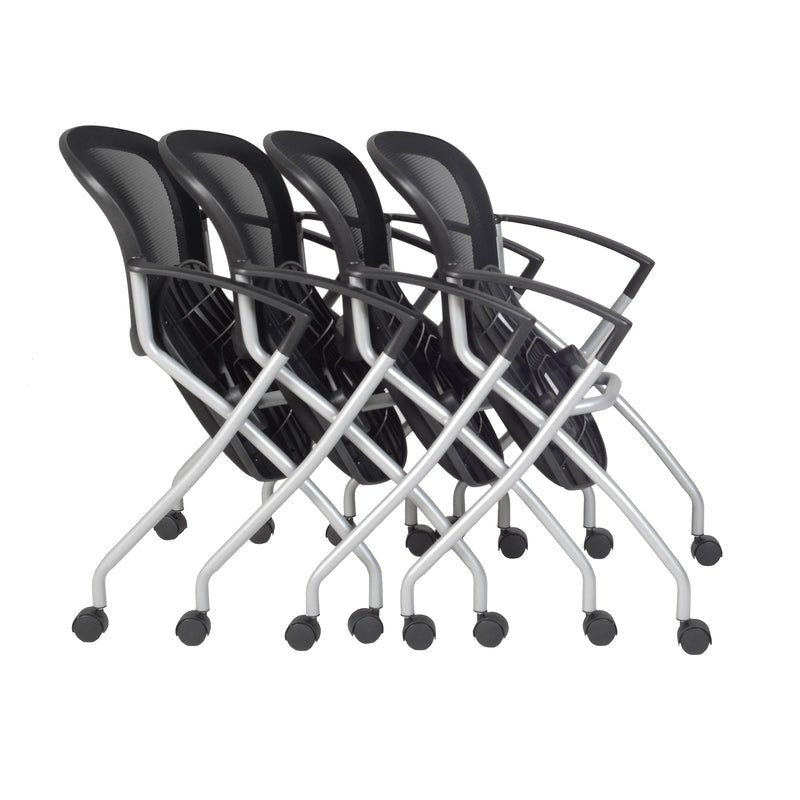 Regency Cadence Flexible High Back with Padded Fabric Seat Nesting Chair - Black (Pack of 4) - SchoolOutlet