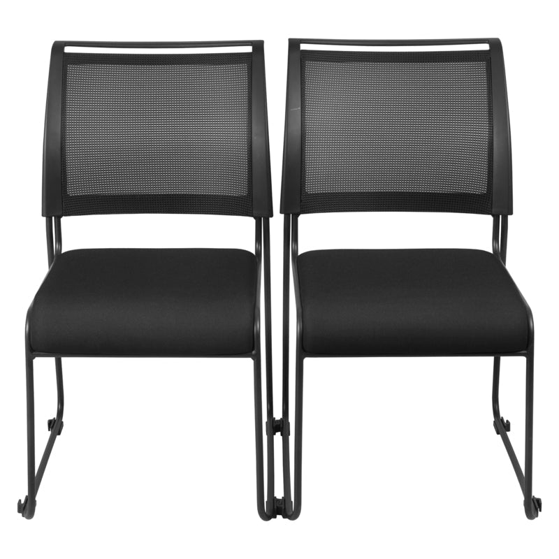 Regency Maxx Mesh Stacking Office Chairs, Fabric Seat, 12 Pack (4300BK12PK) - SchoolOutlet