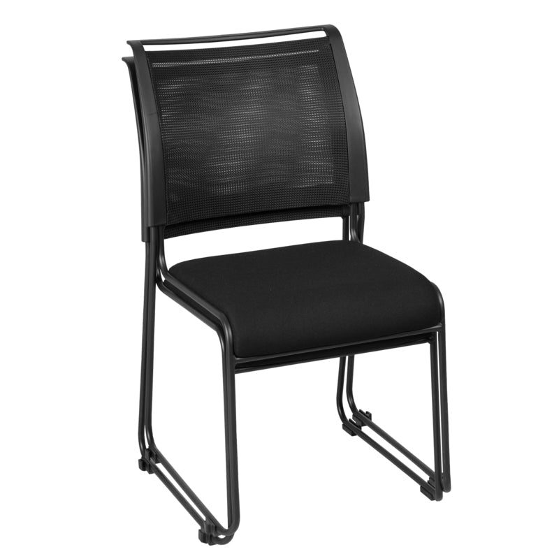 Regency Maxx Mesh Stacking Office Chairs, Fabric Seat, 6 Pack (4300BK6PK) - SchoolOutlet