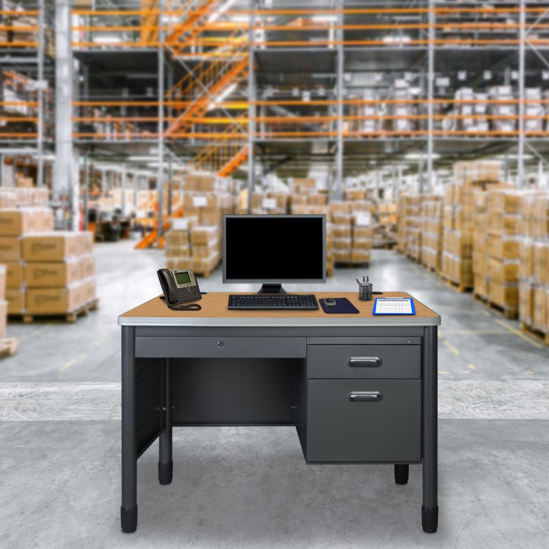 Regency Mesa Steel Single Pedestal Teacher's Office Desk with Center Drawer 48" x 30" (66348SPCDMO) - SchoolOutlet