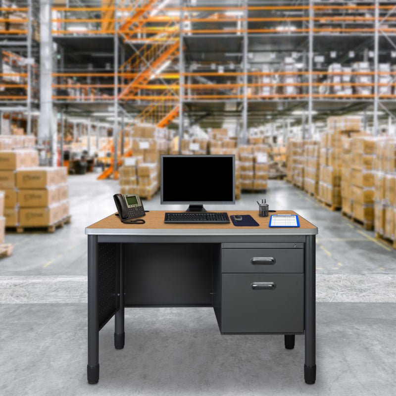 Regency Mesa Steel Single Pedestal Teacher's Office Desk 48" x 30" (66348SPMO) - SchoolOutlet