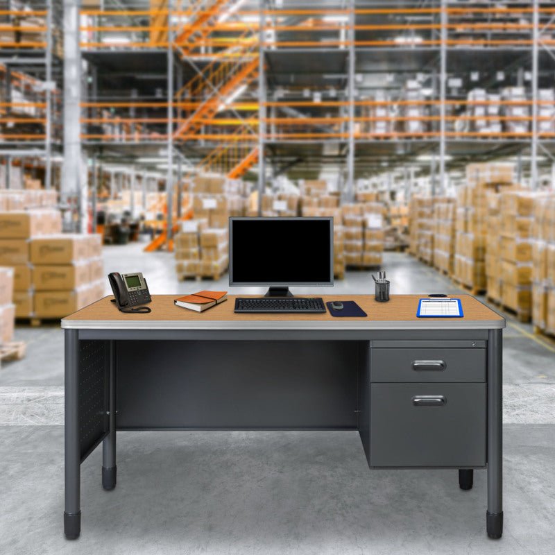 Regency Mesa Steel Single Pedestal Teacher's Office Desk with 60" x 30" (66366SPMO) - SchoolOutlet