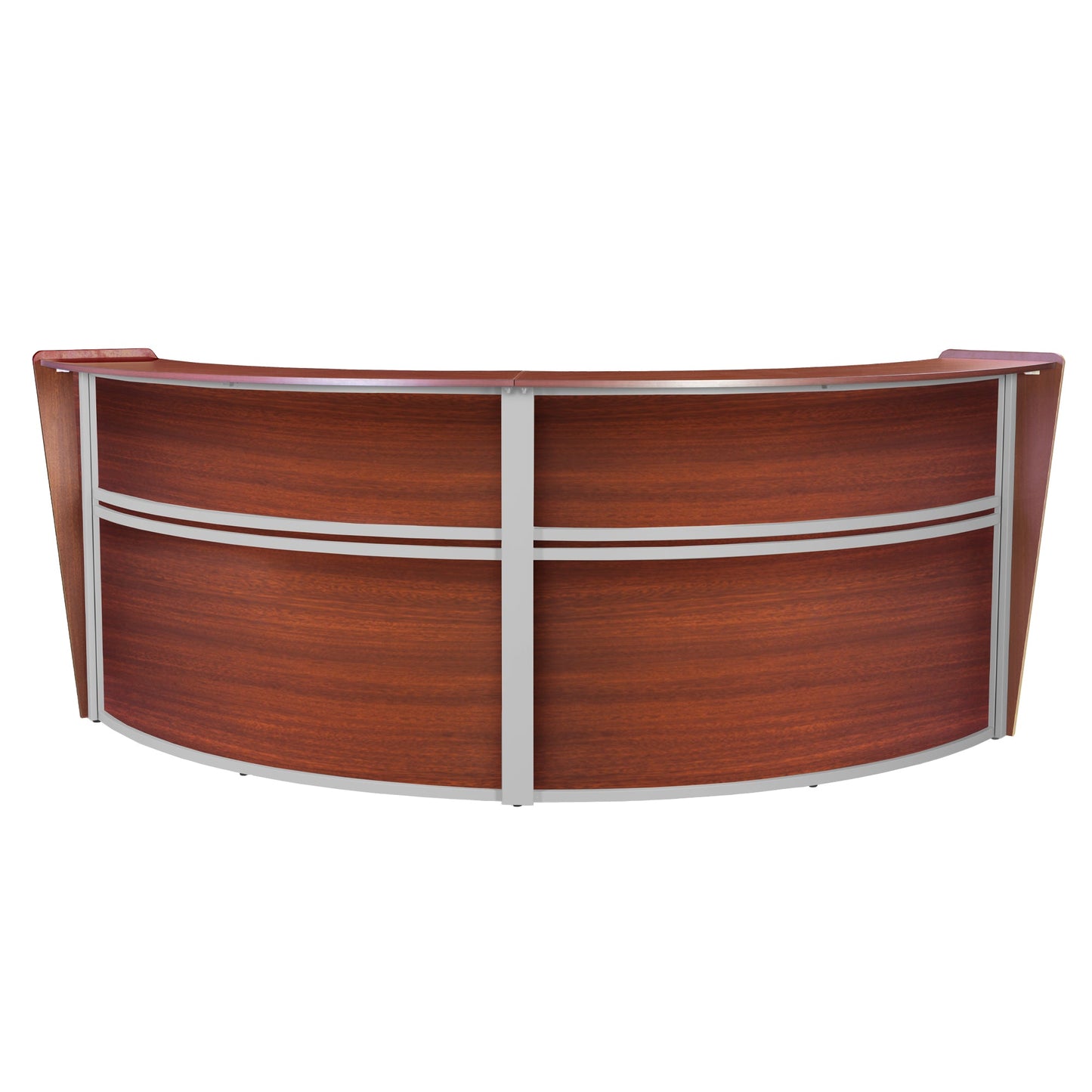 Regency Marque Double - Unit Reception Curved Desk Workstation 124.25"W x 49"D - SchoolOutlet