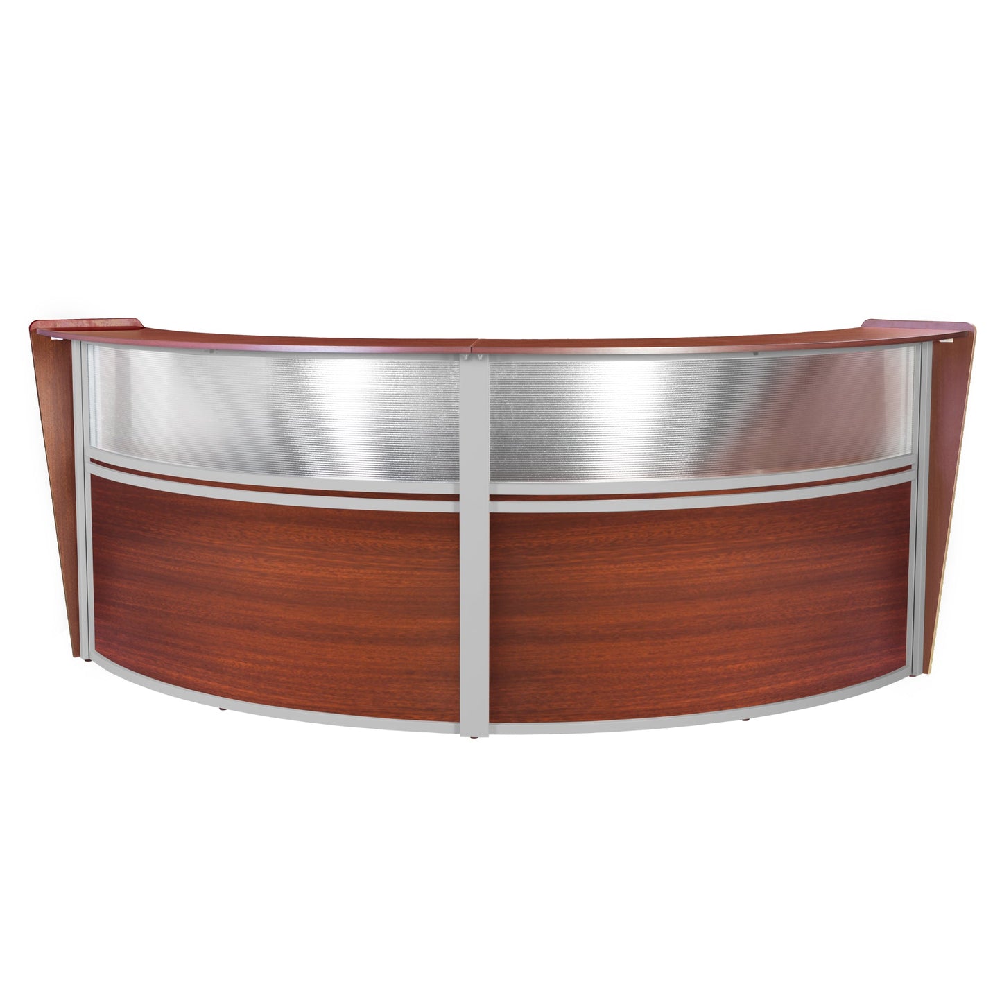 Regency Marque Plexi Double - Unit Reception Curved Desk Workstation 124.25"W x 49"D - SchoolOutlet