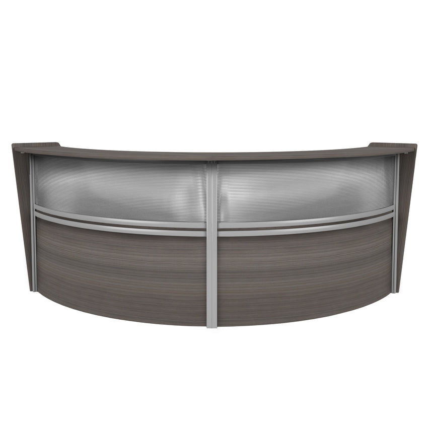 Regency Marque Plexi Double - Unit Reception Curved Desk Workstation 124.25"W x 49"D - SchoolOutlet