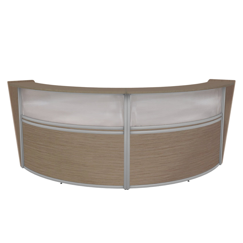 Regency Marque Plexi Double - Unit Reception Curved Desk Workstation 124.25"W x 49"D - SchoolOutlet