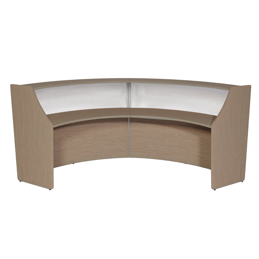 Regency Marque Plexi Double - Unit Reception Curved Desk Workstation 124.25"W x 49"D - SchoolOutlet