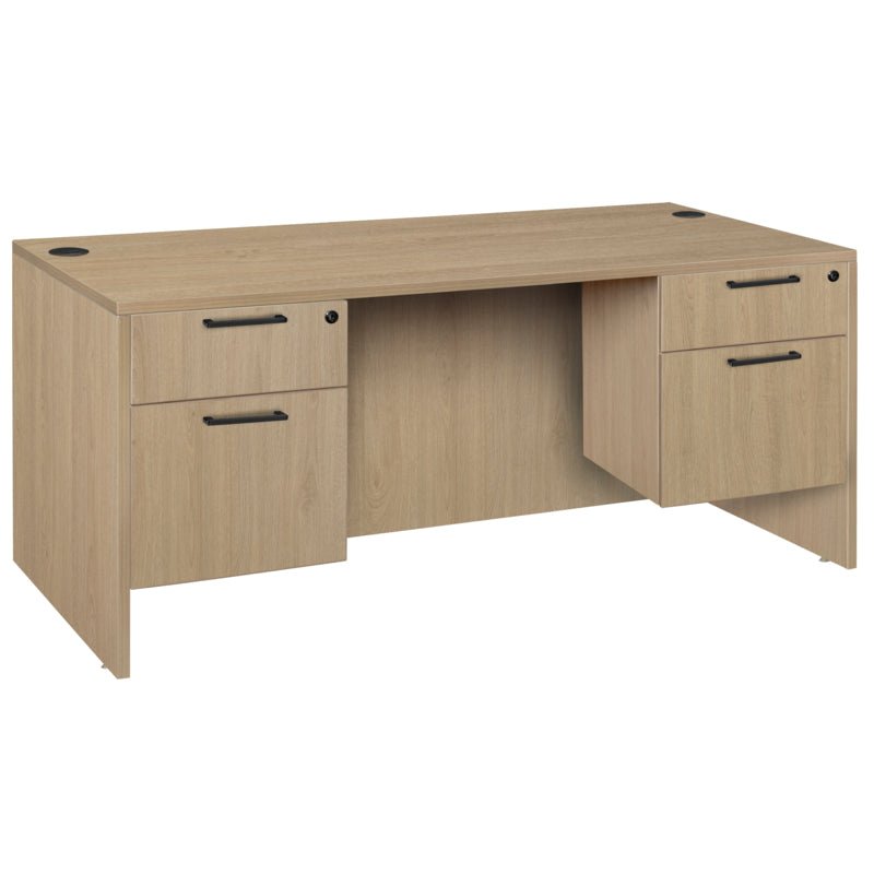 Regency Legacy 66 x 30 in. Office Desk with Double Pedestal Drawer Unit - Noble Oak - SchoolOutlet