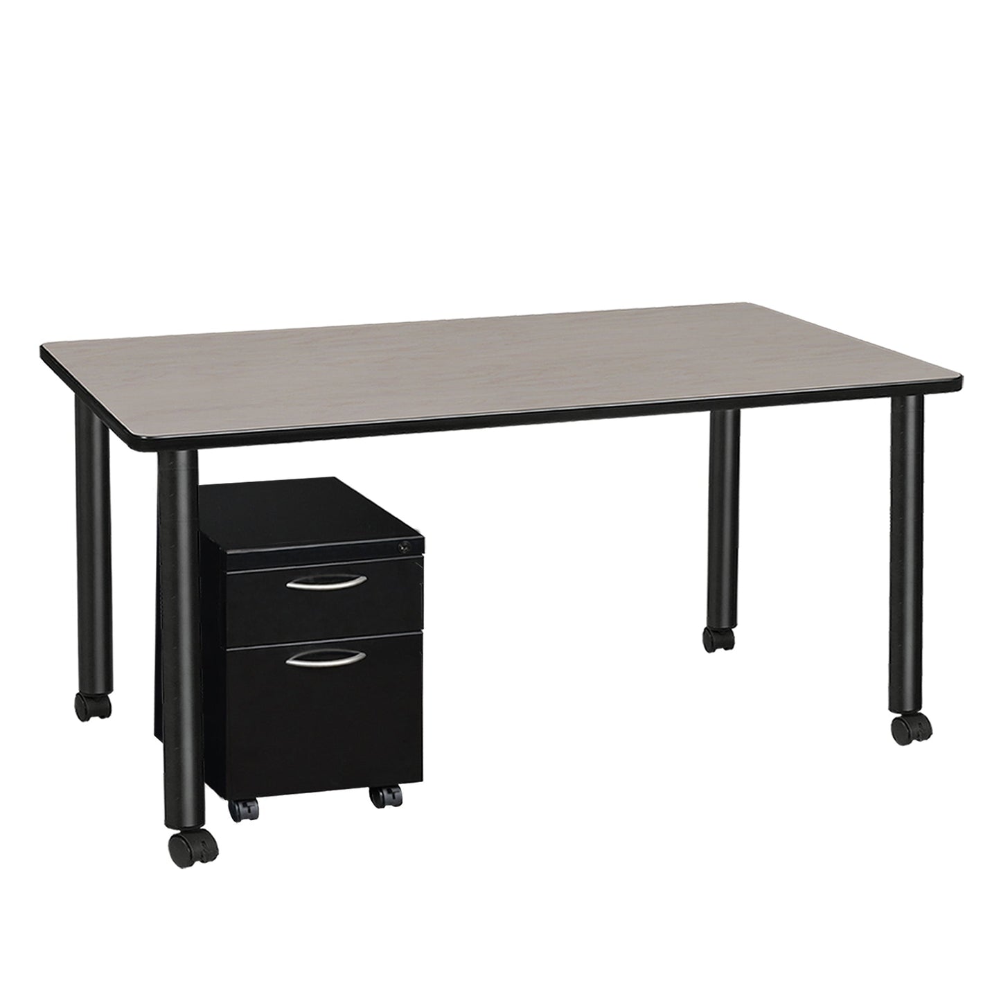 Regency Kee Mobile Desk Black Legs Adaptable 66"W x 24"D x 29"H (REG - MDCLMP6624) - SchoolOutlet