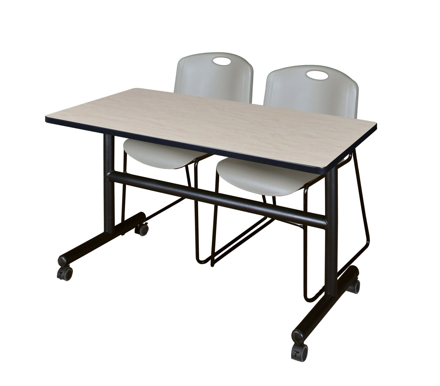 Regency Kobe Flip - Top Training Table & 2 Zeng Stack Chairs Set 48"W x 24"D x 29"H (REG - MKFT4824 - ZNG) - SchoolOutlet