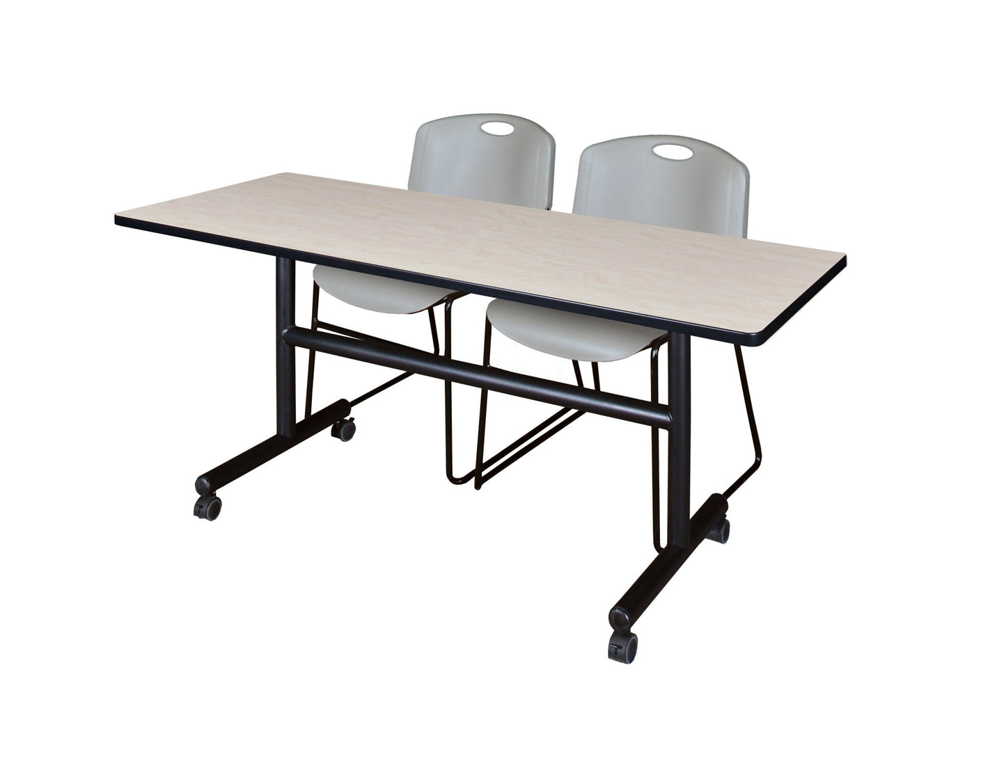 Regency Kobe Flip - Top Training Table & 2 Zeng Stack Chairs 60"W x 24"D x 29"H (REG - MKFT6024 - ZNG) - SchoolOutlet