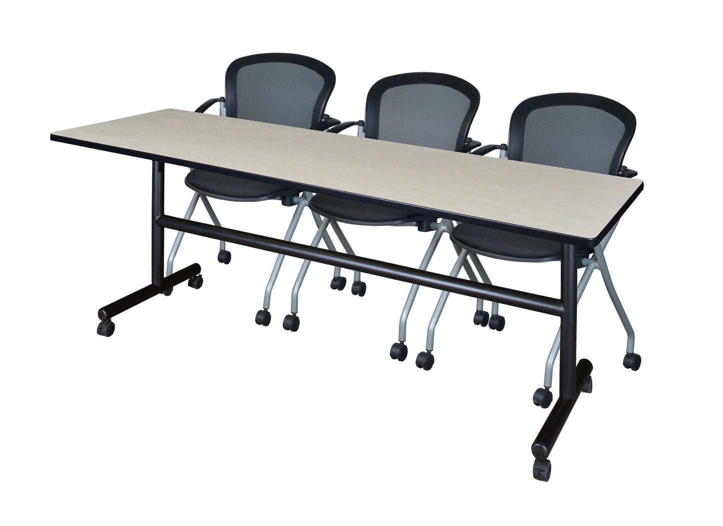 Regency Kobe Flip - Top Training Table & 3 Cadence Nesting Chairs 84"W x 24"D x 29"H (REG - MKFT8424 - CAD) - SchoolOutlet