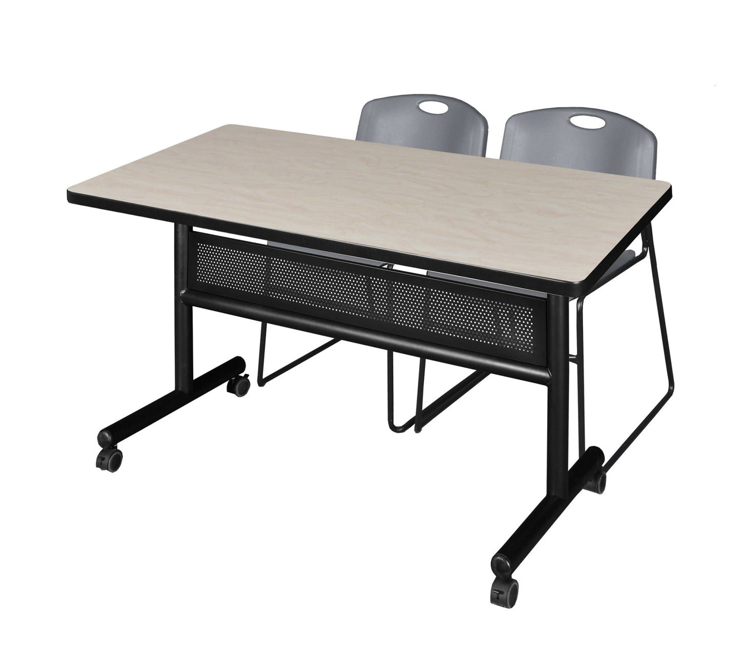 Regency Kobe Flip - Top Privacy Nesting Table & 2 Zeng Stack Chairs 48"W x 30"D x 29"H (REG - MKFTM4830 - ZEG) - SchoolOutlet