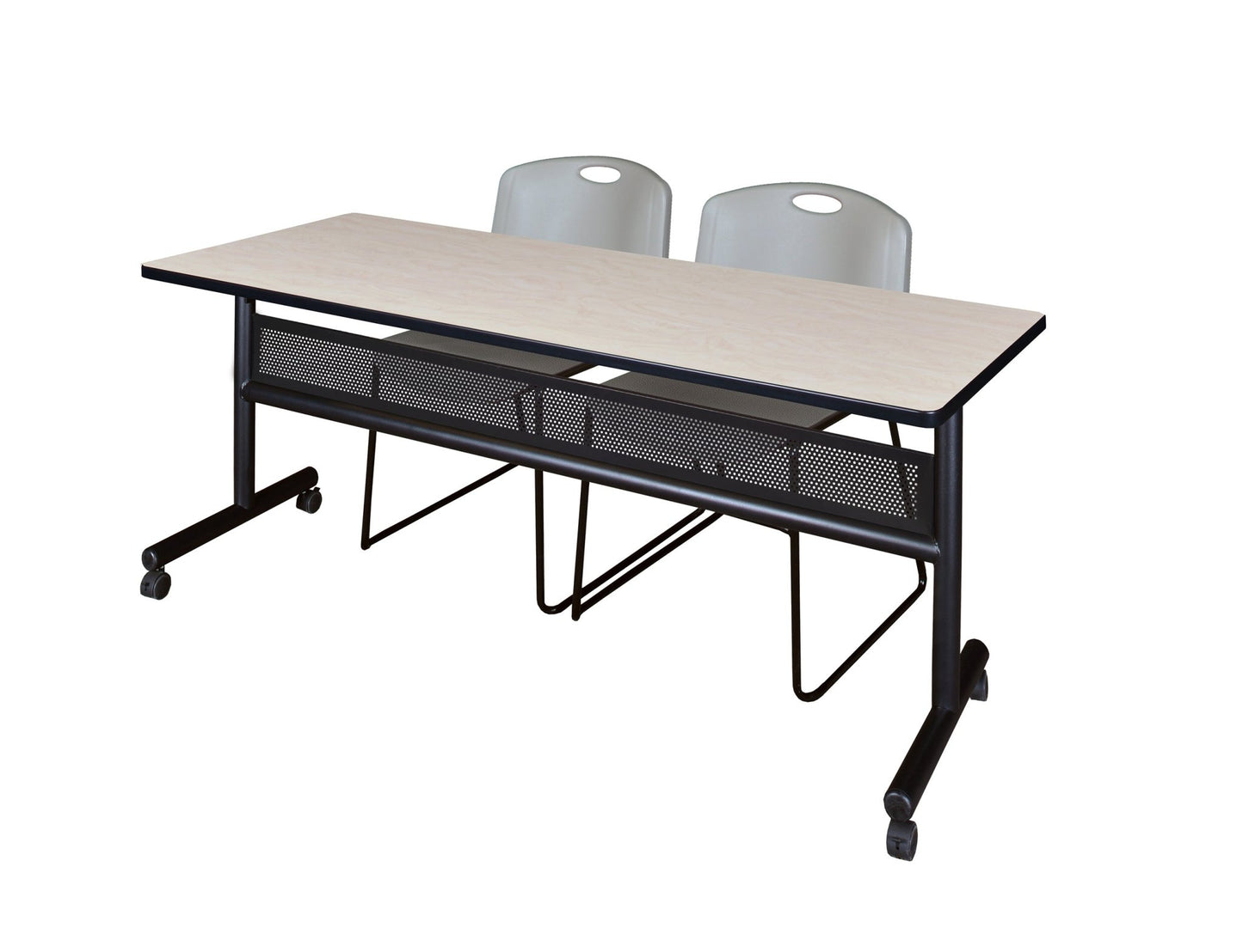 Regency Kobe Flip - Top Privacy Nesting Table & 2 Zeng Stack Chairs 72"W x 24"D x 29"H (REG - MKFTM7224 - ZNG) - SchoolOutlet
