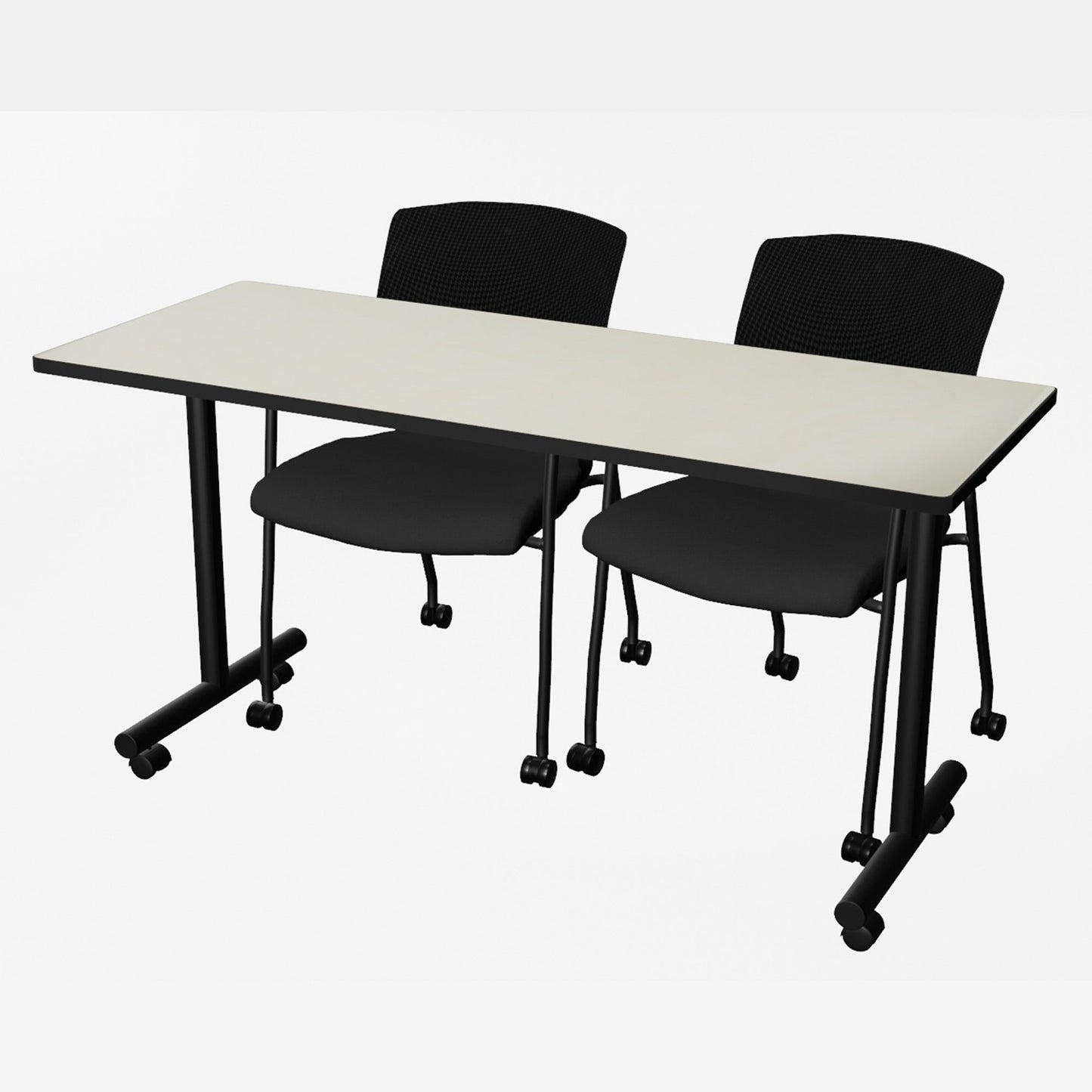 Regency Kobe Professional Mobile T - Base Training Table & 2 Knight Mesh Chairs 60"W x 24"D x 29"H (REG - MKTRCC6024 - KNM) - SchoolOutlet