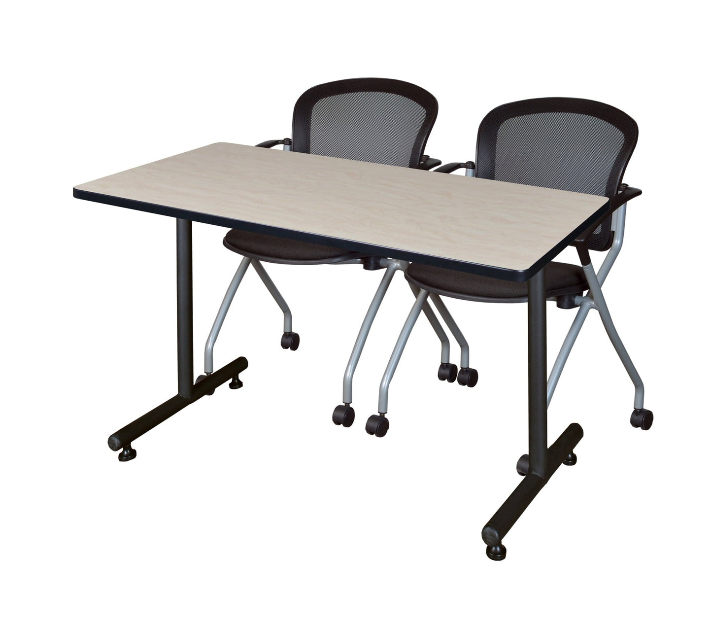 Regency Kobe Professional T - Base Training Seminar Table & 2 Cadence Nesting Chairs 48"W x 24"D x 29"H (REG - MKTRCT4824 - CAD) - SchoolOutlet