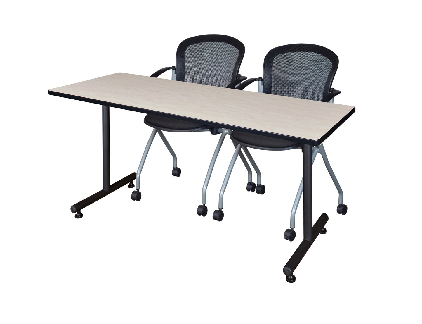 Regency Kobe Professional T - Base Training Seminar Table & 2 Cadence Nesting Chairs 60"W x 30"D x 29"H (REG - MKTRCT6030 - CAD) - SchoolOutlet
