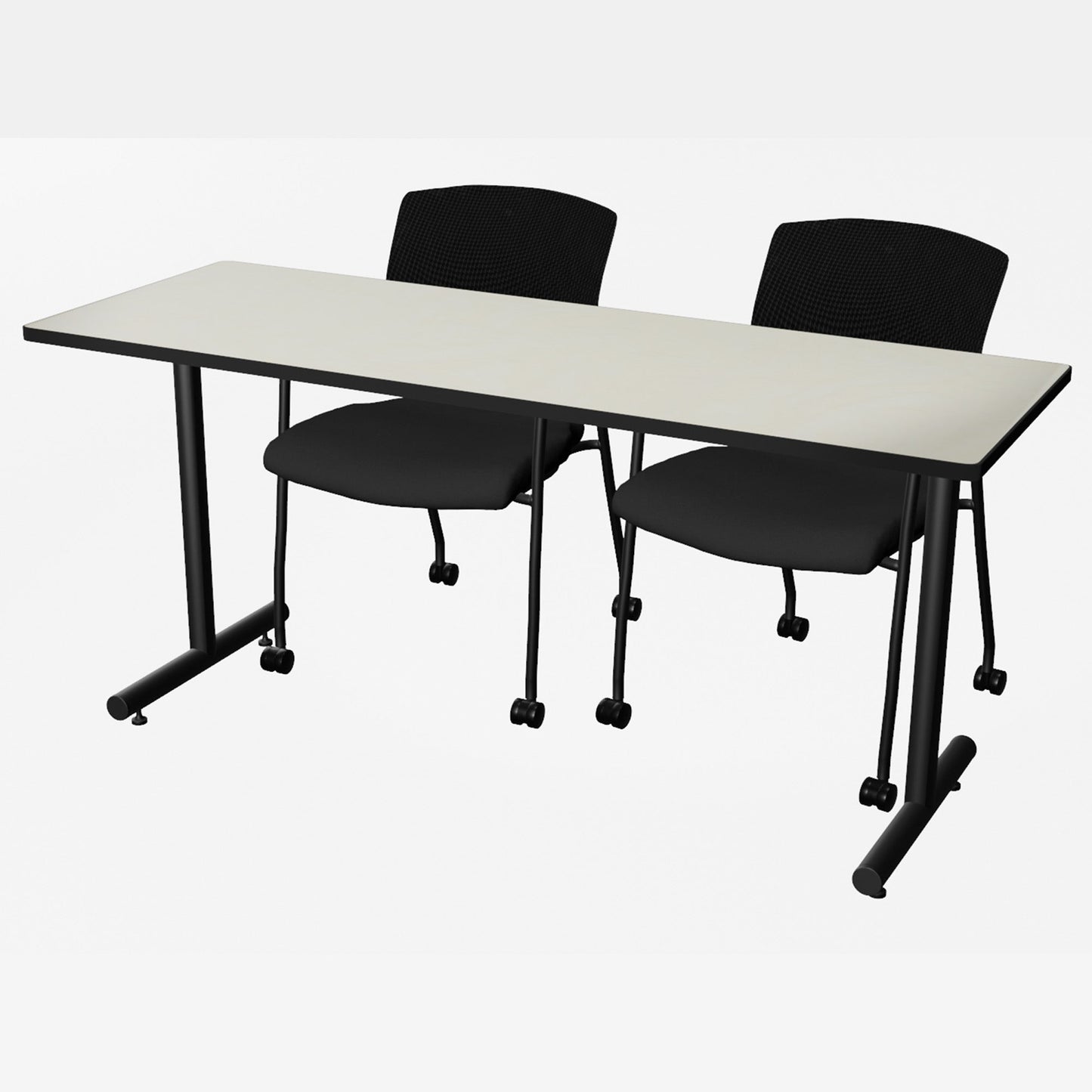 Regency Kobe Professional T - Base Training Seminar Table & 2 Knight Mesh Chairs 66"W x 24"D x 29"H (REG - MKTRCT6624 - KNM) - SchoolOutlet