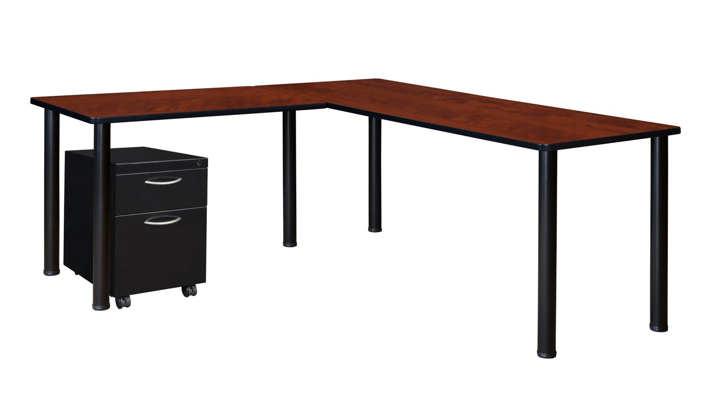 Regency Kee Corner L Shaped Desk with Pedestal Drawer (72"W x 66"D) - SchoolOutlet