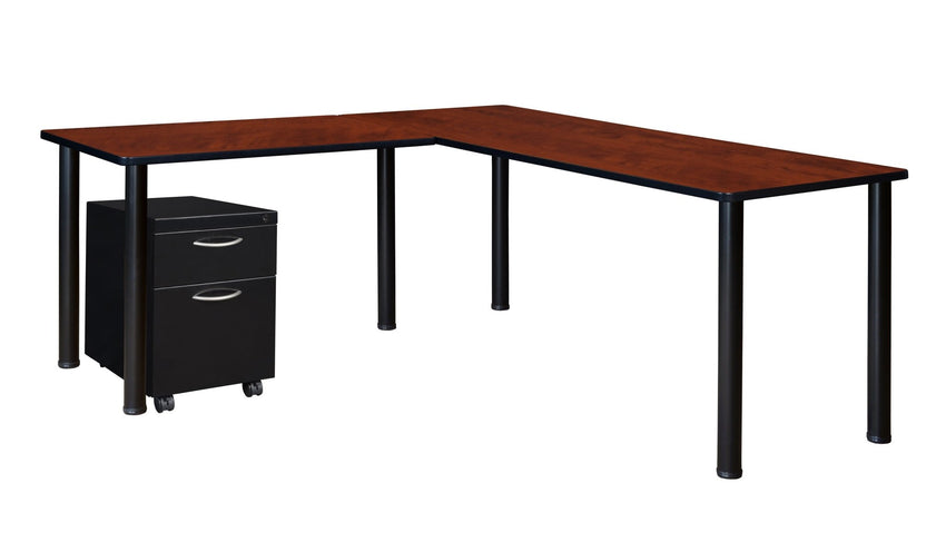 Regency Kee Corner L Shaped Desk with Pedestal Drawer (72"W x 66"D) - SchoolOutlet