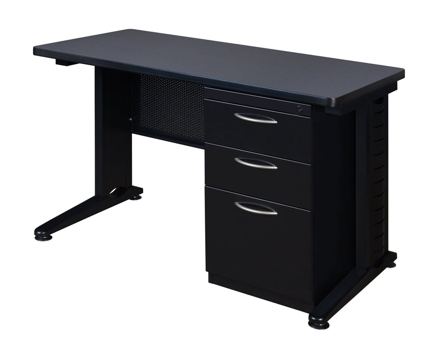 Regency Fusion 48" x 24" Teachers Desk with Single Pedestal Drawer Unit - SchoolOutlet