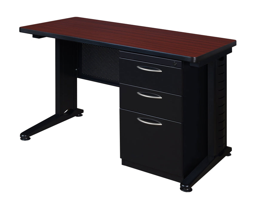 Regency Fusion 48" x 24" Teachers Desk with Single Pedestal Drawer Unit - SchoolOutlet