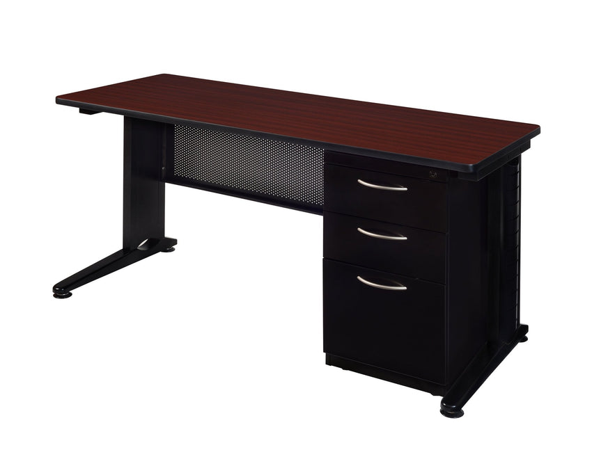 Regency Fusion 60" x 24" Teachers Desk with Single Pedestal Drawer Unit - SchoolOutlet