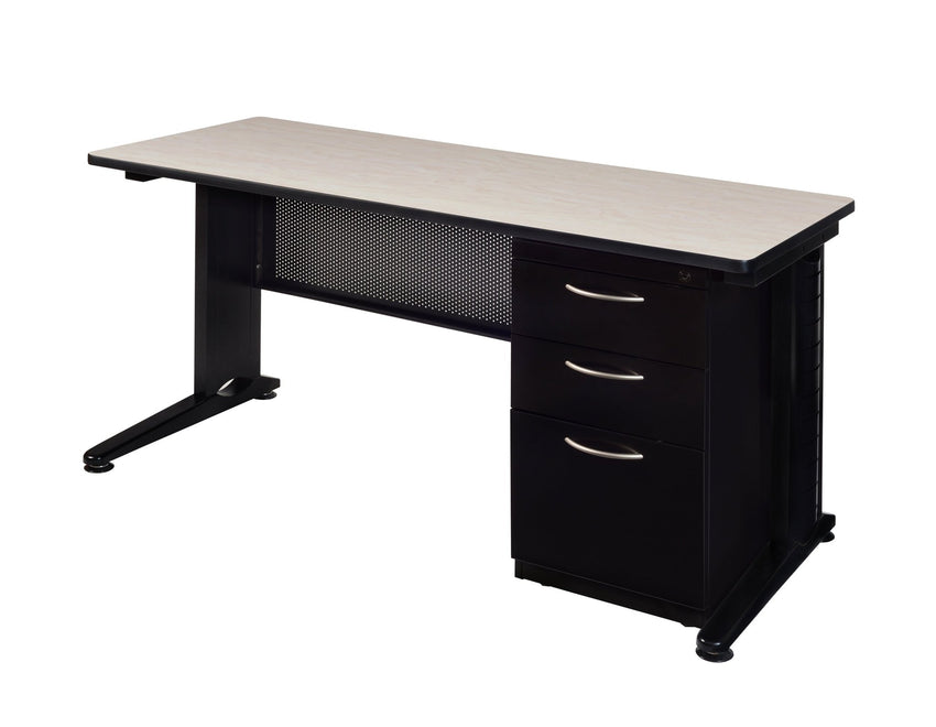 Regency Fusion 60" x 24" Teachers Desk with Single Pedestal Drawer Unit - SchoolOutlet