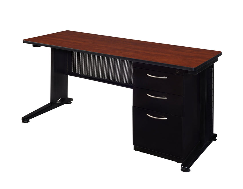 Regency Fusion 66" x 24" Teachers Desk with Single Pedestal Drawer Unit - SchoolOutlet