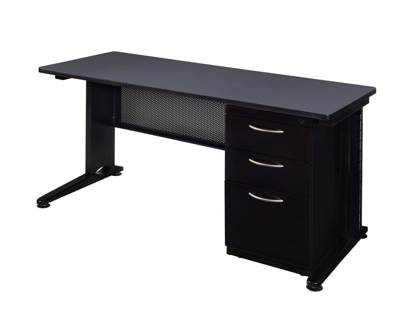 Regency Fusion 66" x 24" Teachers Desk with Single Pedestal Drawer Unit - SchoolOutlet