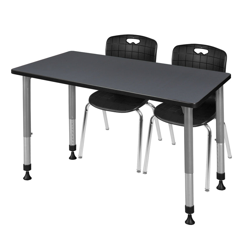 Regency Kee 48 x 24 in. Adjustable Classroom Table & 2 Andy 18 in. Stack Chairs - SchoolOutlet