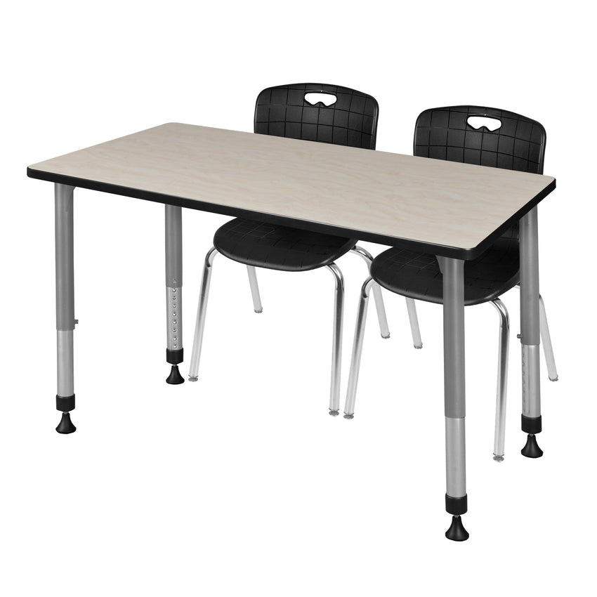 Regency Kee 48 x 24 in. Adjustable Classroom Table & 2 Andy 18 in. Stack Chairs - SchoolOutlet