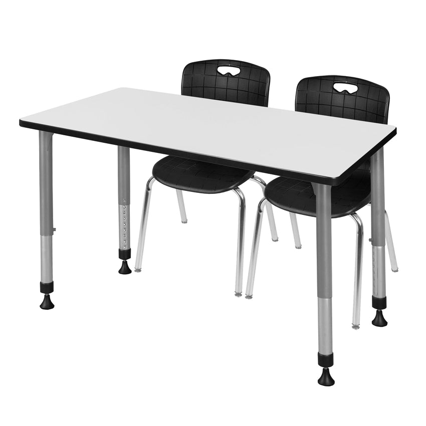 Regency Kee 48 x 24 in. Adjustable Classroom Table & 2 Andy 18 in. Stack Chairs - SchoolOutlet