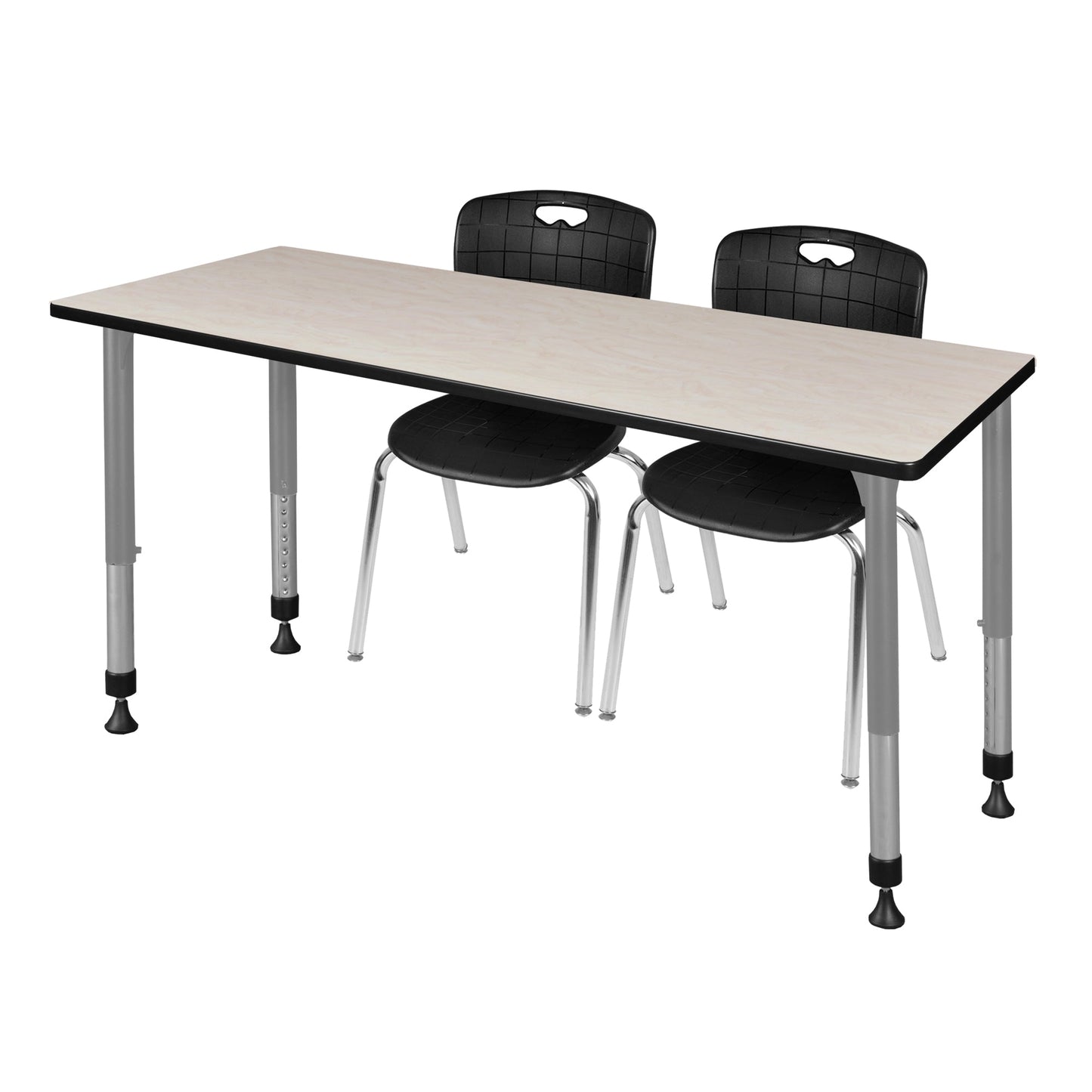 Regency Kee 60 x 24 in. Adjustable Classroom Table - Cherry & 2 Andy 18 in. Stack Chairs - SchoolOutlet