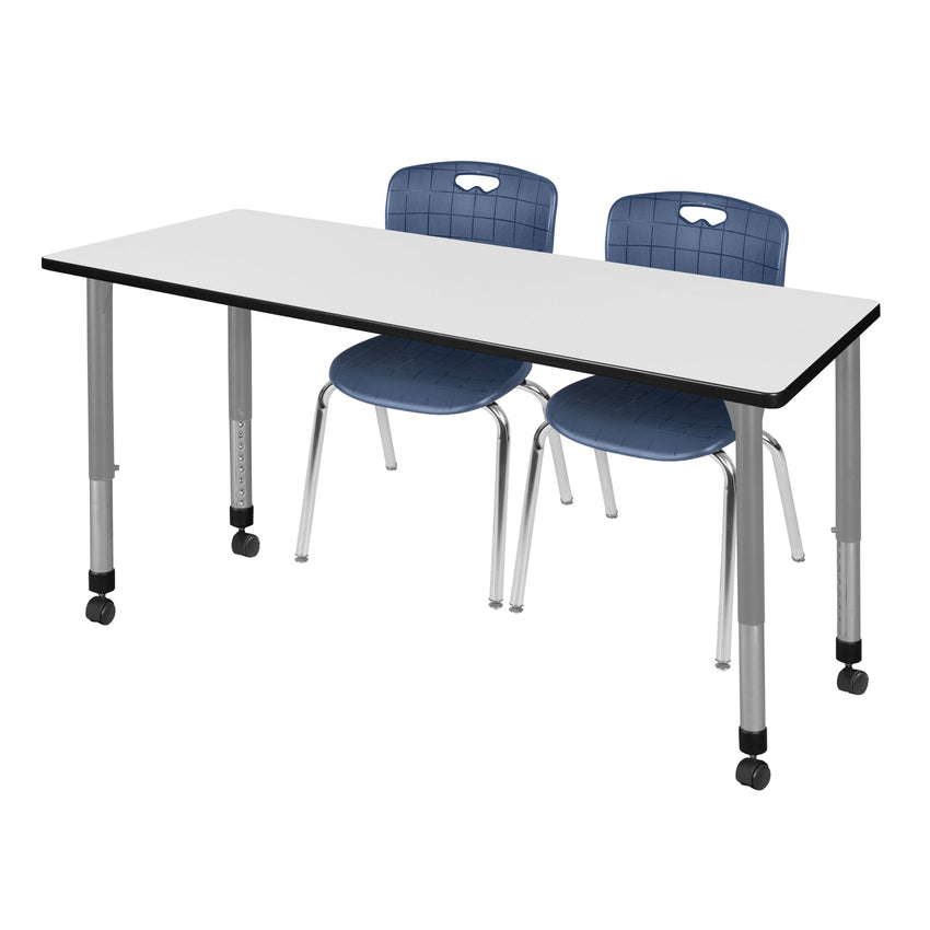 Regency Kee 60 x 24 in. Adjustable Classroom Table - Cherry & 2 Andy 18 in. Stack Chairs - SchoolOutlet
