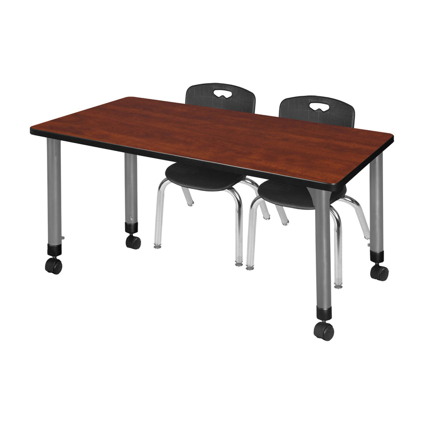 Regency Kee 66 x 30 in. Adjustable Classroom Table & 2 Andy 12 in. Stack Chairs - SchoolOutlet